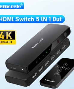 Splitter HDMI commutateur trois ou cinq entrées, 4K, vue de trois quarts