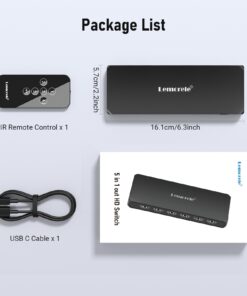 Splitter HDMI commutateur trois ou cinq entrées, 4K, vue de face