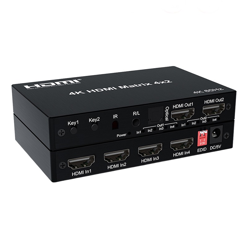 Splitter HDMI matrice 4x2, 4 sources et 2 écrans Splitter HDMI matrice 4x2, 4 sources et 2 écrans, vue principale