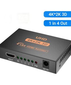 Splitter HDMI une entrée quatre sorties, boîtier alimenté, detail
