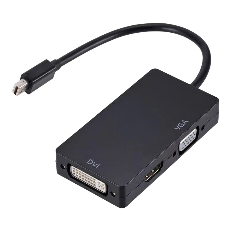 Adaptateur DisplayPort HDMI DVI VGA 3 en 1, fiche DP ou Mini DP Adaptateur DisplayPort HDMI DVI VGA 3 en 1, fiche DP ou Mini DP, vue de face