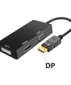 Adaptateur DisplayPort HDMI DVI VGA 3 en 1, fiche DP ou Mini DP, detail