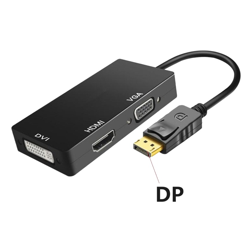 Adaptateur DisplayPort HDMI DVI VGA 3 en 1, fiche DP ou Mini DP Adaptateur DisplayPort HDMI DVI VGA 3 en 1, fiche DP ou Mini DP, detail