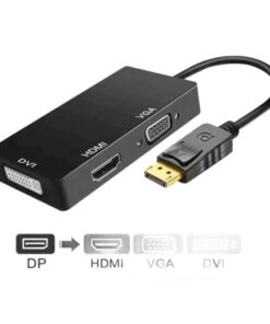 Adaptateur DisplayPort HDMI DVI VGA 3 en 1, fiche DP ou Mini DP, vue arriere