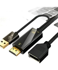 Adaptateur DisplayPort HDMI inversé, de la source HDMI vers l'écran, vue de trois quarts
