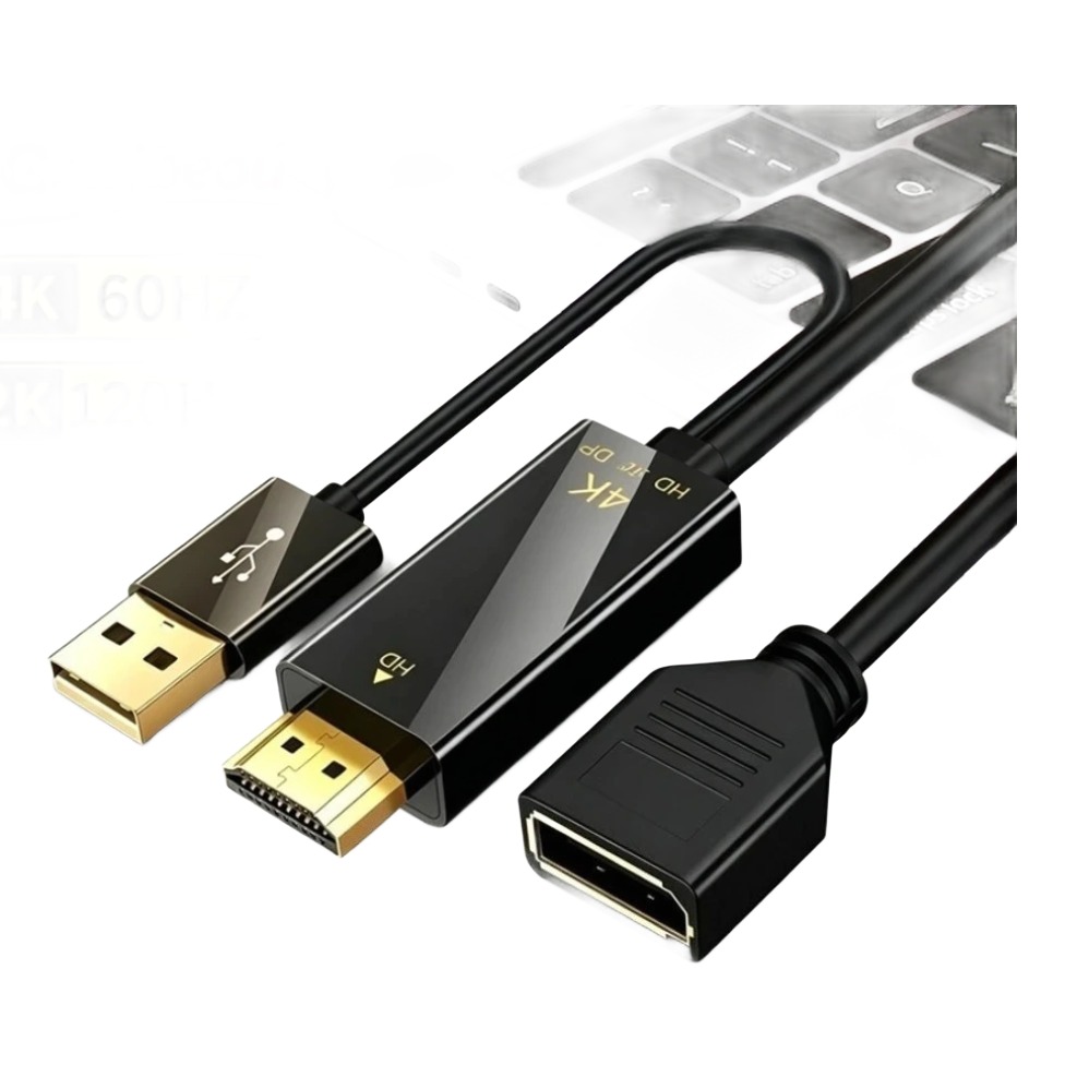 Adaptateur DisplayPort HDMI inversé, de la source HDMI vers l’écran Adaptateur DisplayPort HDMI inversé, de la source HDMI vers l'écran, vue de trois quarts