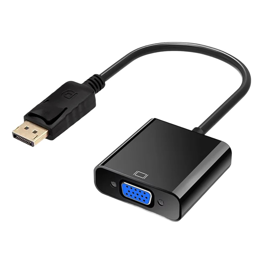 Adaptateur DisplayPort VGA 1080p, fiche DP mâle vers VGA femelle Adaptateur DisplayPort VGA 1080p, fiche DP mâle vers VGA femelle, vue principale