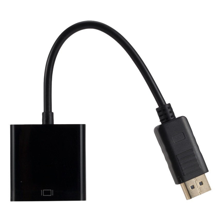 Adaptateur DisplayPort VGA 1080p, fiche DP mâle vers VGA femelle Adaptateur DisplayPort VGA 1080p, fiche DP mâle vers VGA femelle, vue de face