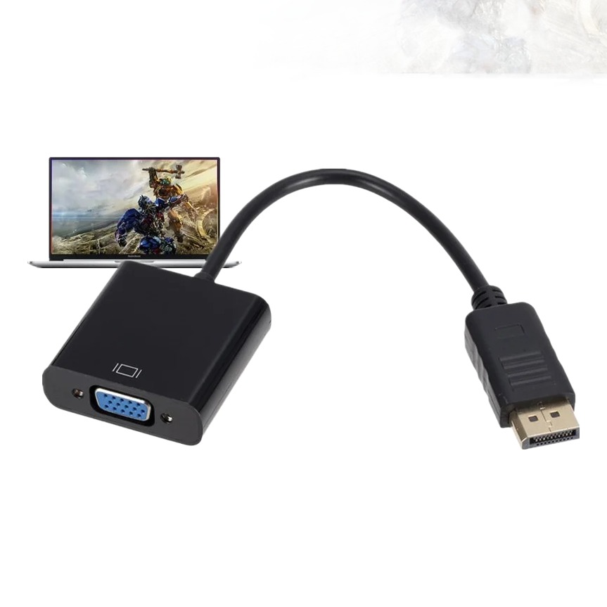 Adaptateur DisplayPort VGA 1080p, fiche DP mâle vers VGA femelle Adaptateur DisplayPort VGA 1080p, fiche DP mâle vers VGA femelle, vue arriere