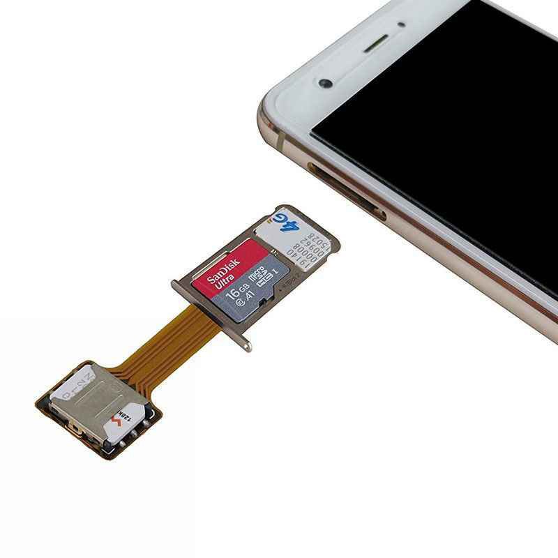 Adaptateur double SIM et carte microSD pour tiroir hybride, nappe souple Adaptateur double SIM et carte microSD pour tiroir hybride, nappe souple, vue principale