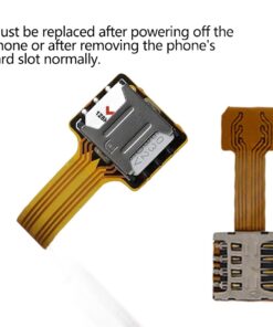 Adaptateur double SIM et carte microSD pour tiroir hybride, nappe souple, vue de face