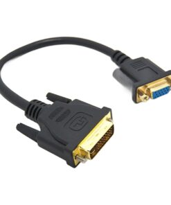 Adaptateur DVI vers VGA en câble court de 30 cm, fiche DVI-I 24+5, vue de trois quarts