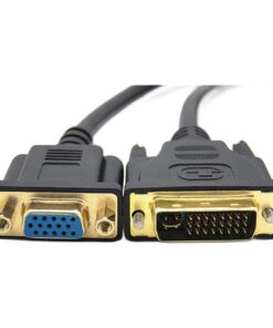 Adaptateur DVI vers VGA en câble court de 30 cm, fiche DVI-I 24+5, vue de face