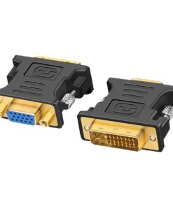 Adaptateur DVI VGA, DVI-I 24+5 mâle vers VGA femelle, noir ou blanc, vue de trois quarts