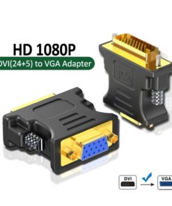 Adaptateur DVI VGA, DVI-I 24+5 mâle vers VGA femelle, noir ou blanc, detail