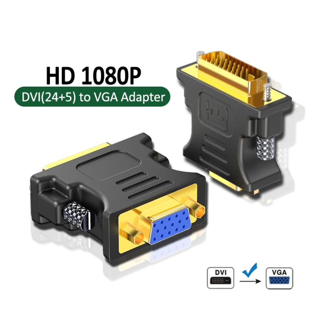 Adaptateur DVI VGA, DVI-I 24+5 mâle vers VGA femelle, noir ou blanc Adaptateur DVI VGA, DVI-I 24+5 mâle vers VGA femelle, noir ou blanc, detail
