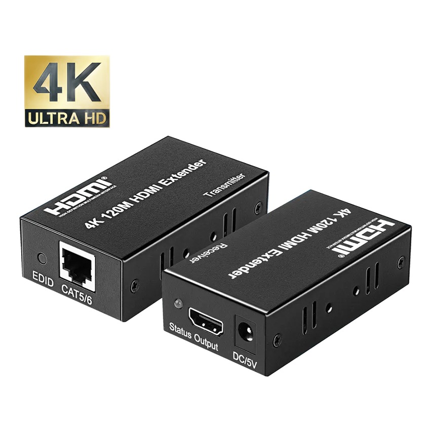 Adaptateur Ethernet HDMI 4K en émetteur et récepteur, jusqu'à 120 m Adaptateur Ethernet HDMI 4K en émetteur et récepteur, jusqu'à 120 m, vue principale