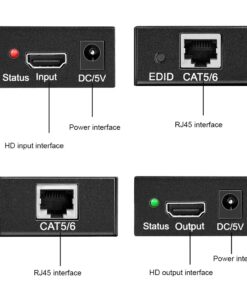 Adaptateur Ethernet HDMI 4K en émetteur et récepteur, jusqu'à 120 m, vue de face
