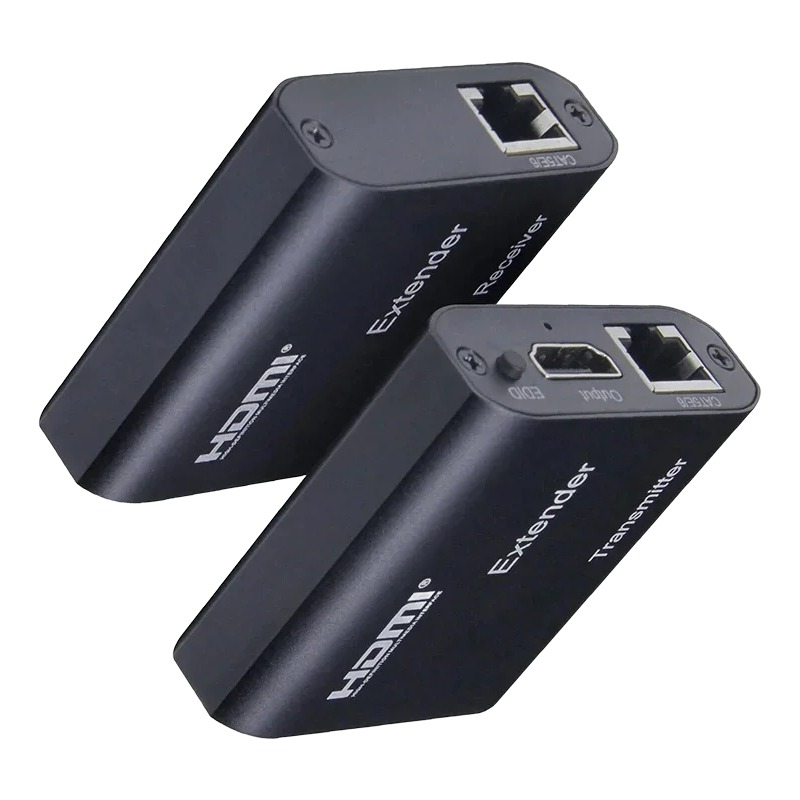 Adaptateur Ethernet HDMI en émetteur et récepteur, 1080p sur 60 m Adaptateur Ethernet HDMI en émetteur et récepteur, 1080p sur 60 m, vue principale
