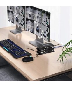 Adaptateur Ethernet HDMI KVM avec clavier et souris USB, 60 m, vue de trois quarts