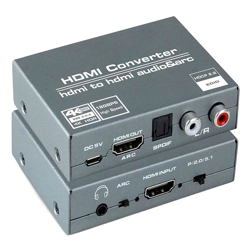 Adaptateur HDMI optique 4K 60 Hz avec ARC, sorties TOSLINK, RCA et jack Adaptateur HDMI optique 4K 60 Hz avec ARC, sorties TOSLINK, RCA et jack, vue principale
