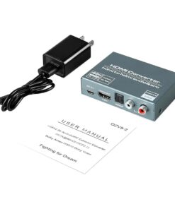 Adaptateur HDMI optique 4K 60 Hz avec ARC, sorties TOSLINK, RCA et jack, vue de trois quarts