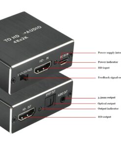 Adaptateur HDMI optique, extracteur audio 4K vers TOSLINK et jack, vue arriere