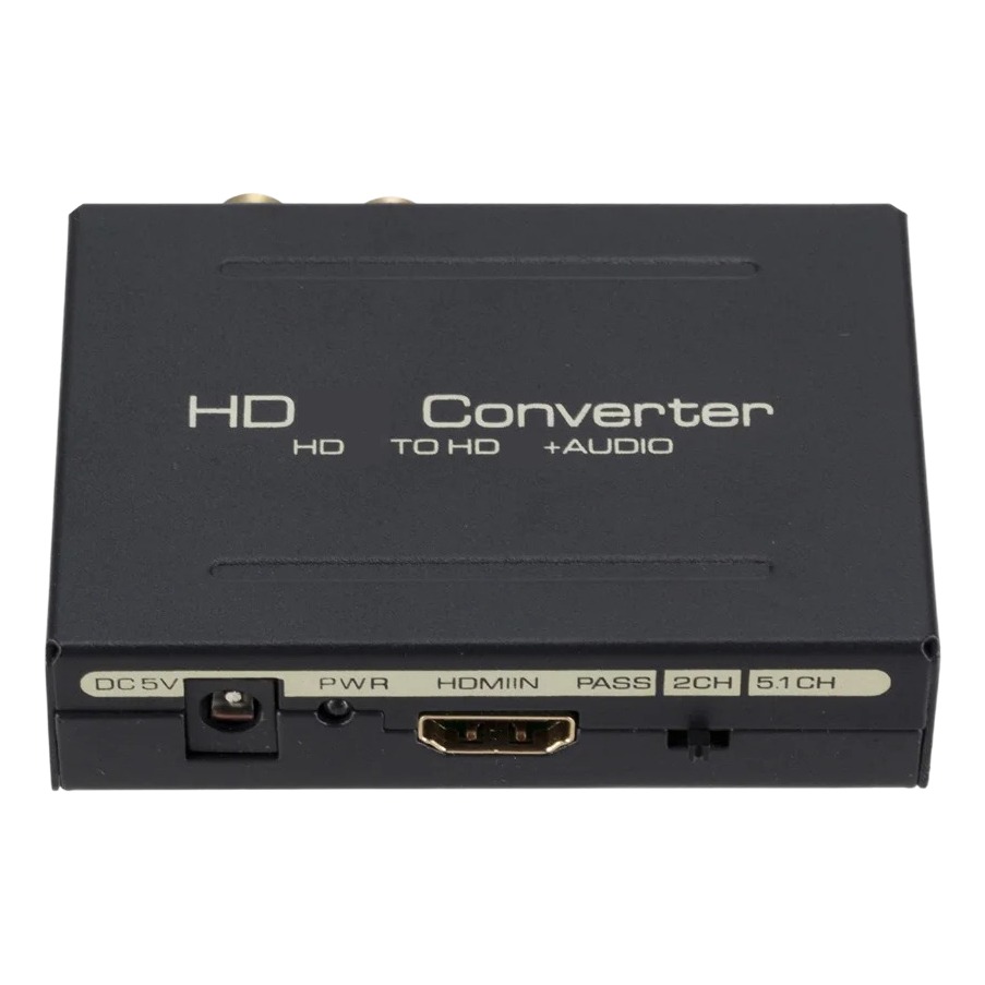 Adaptateur HDMI optique, sortie jack ou RCA et sélecteur 5.1 Adaptateur HDMI optique, sortie jack ou RCA et sélecteur 5.1, vue de trois quarts