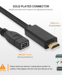 Adaptateur HDMI vers Mini DisplayPort 4K 60 Hz avec alimentation USB, vue de face