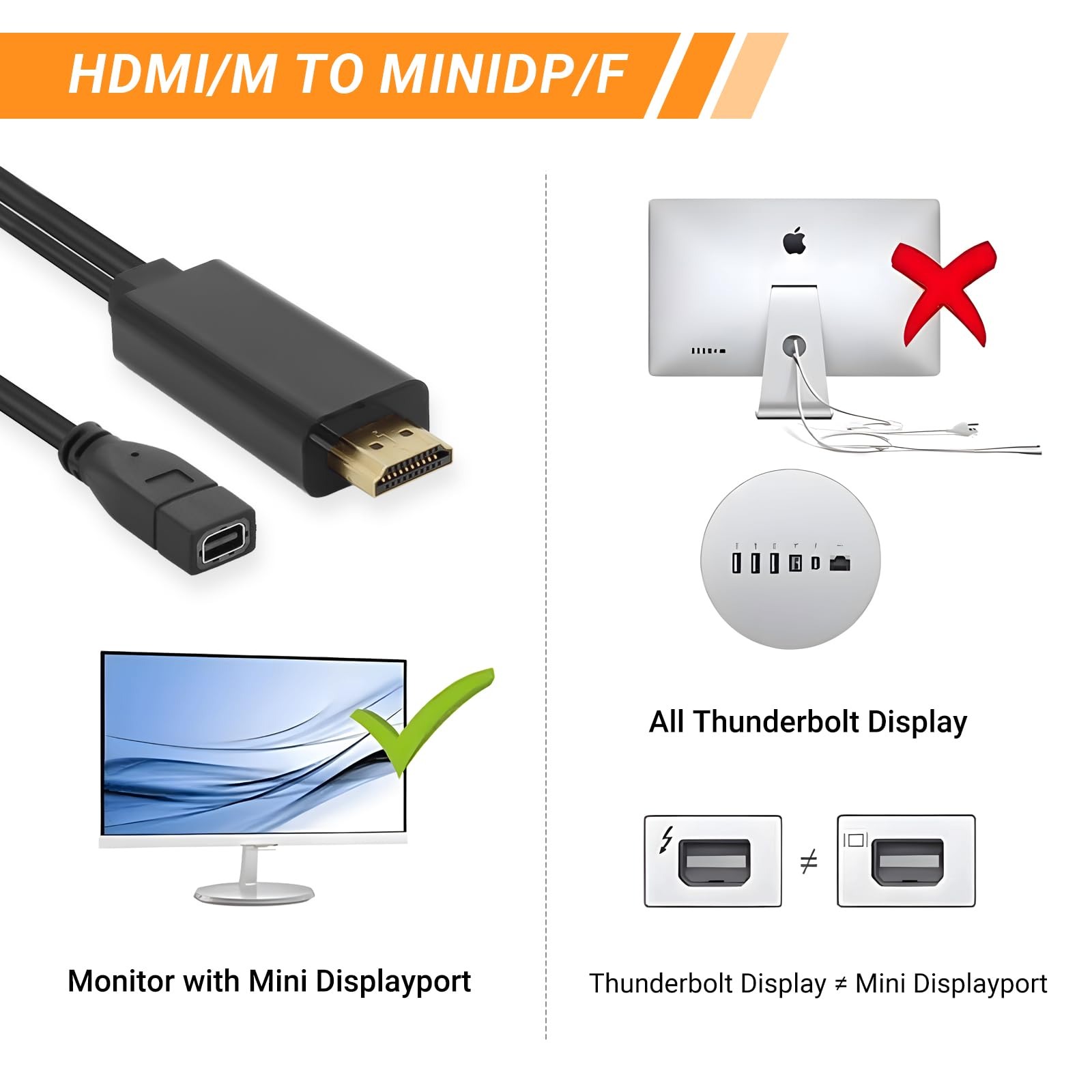 Adaptateur HDMI vers Mini DisplayPort 4K 60 Hz avec alimentation USB Adaptateur HDMI vers Mini DisplayPort 4K 60 Hz avec alimentation USB, detail
