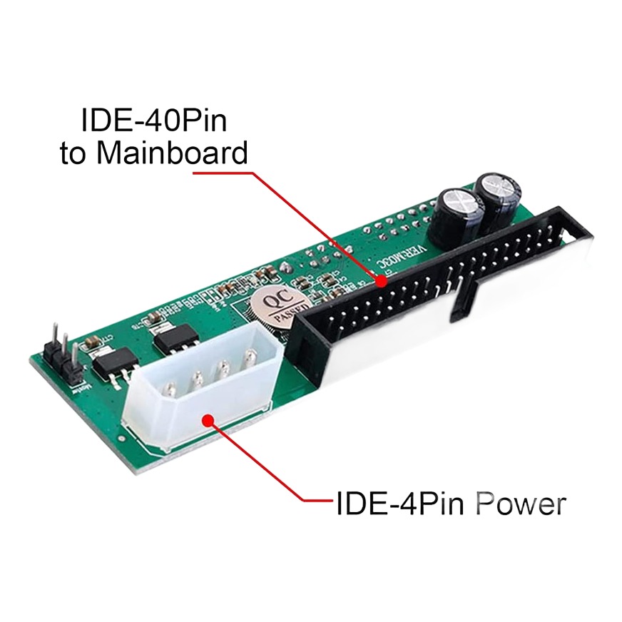 Adaptateur IDE SATA pour un disque SATA sur une carte IDE Adaptateur IDE SATA pour un disque SATA sur une carte IDE, vue arriere