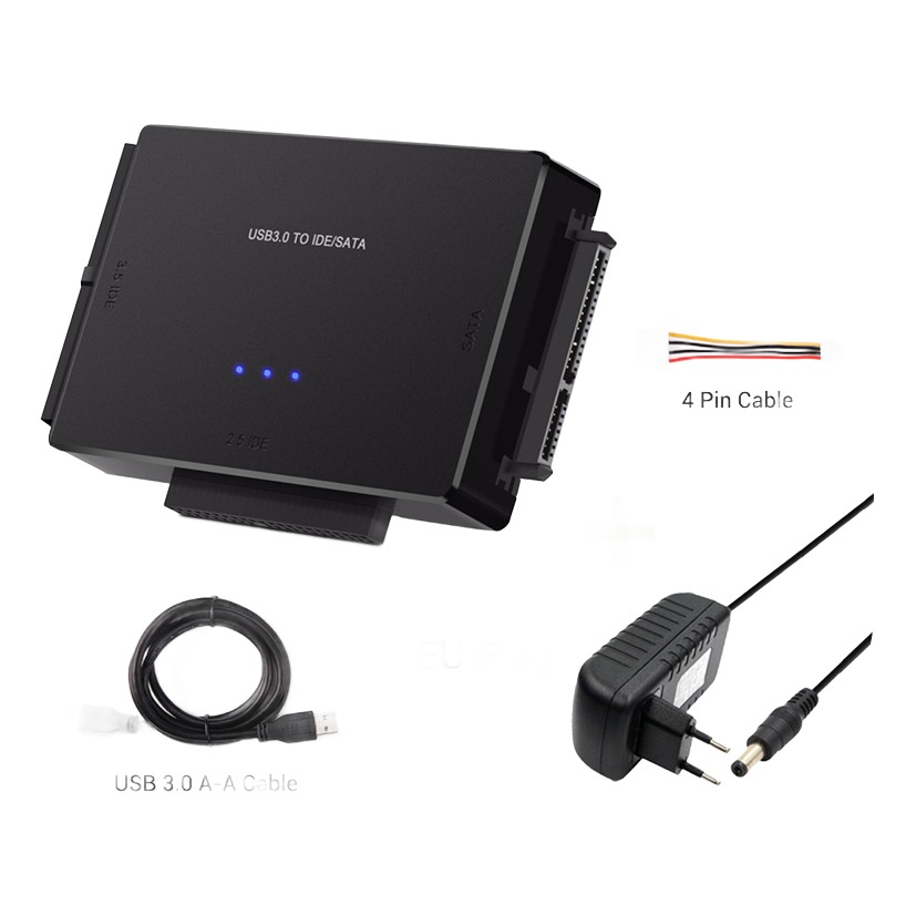 Adaptateur IDE USB 3.0 en boîtier, avec interrupteur et bloc secteur Adaptateur IDE USB 3.0 en boîtier, avec interrupteur et bloc secteur, vue principale