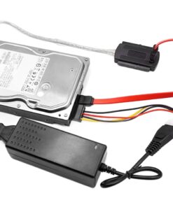 Adaptateur IDE USB 3 en 1 pour disques IDE et SATA, avec alimentation, vue de trois quarts