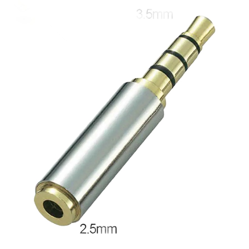 Adaptateur jack 2,5 vers 3,5 mm stéréo doré, ou sens inverse Adaptateur jack 2,5 vers 3,5 mm stéréo doré, ou sens inverse, detail