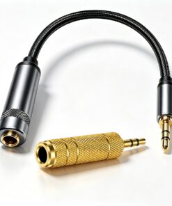 Adaptateur jack 6,35 femelle vers 3,5 mâle, rallonge tressée ou embout, vue principale