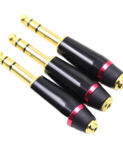 Adaptateur jack 6.35 mâle pour casque à fiche 3,5, 4,4 ou 2,5 mm, vue de trois quarts