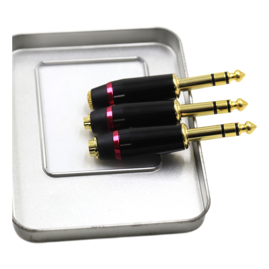 Adaptateur jack 6.35 mâle pour casque à fiche 3,5, 4,4 ou 2,5 mm Adaptateur jack 6.35 mâle pour casque à fiche 3,5, 4,4 ou 2,5 mm, vue de profil