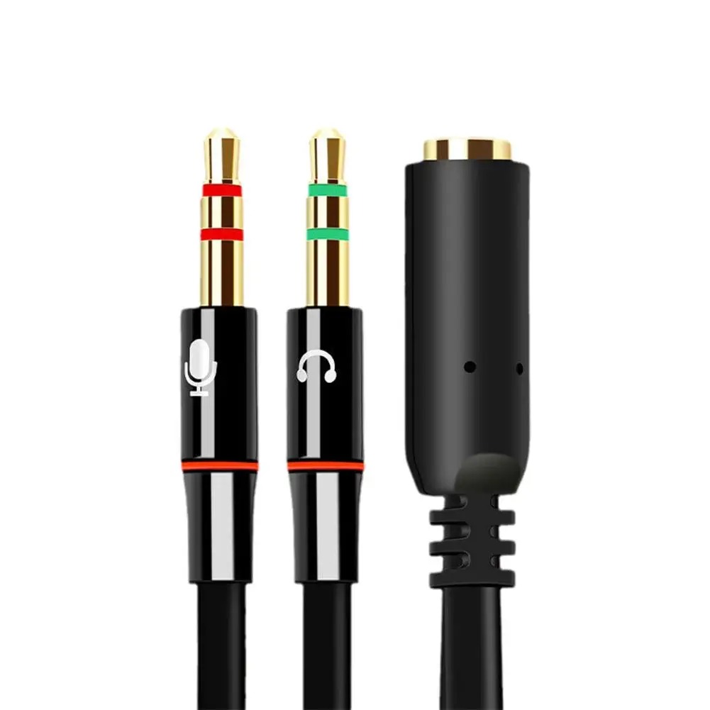 Adaptateur jack casque micro, une prise 3,5 mm vers deux fiches séparées Adaptateur jack casque micro, une prise 3,5 mm vers deux fiches séparées, vue principale