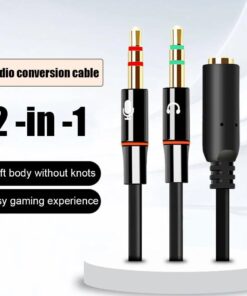 Adaptateur jack casque micro, une prise 3,5 mm vers deux fiches séparées, vue de face