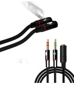 Adaptateur jack casque micro, une prise 3,5 mm vers deux fiches séparées, vue arriere