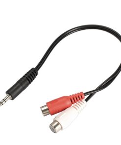 Adaptateur jack RCA, câble jack 3,5 mm mâle vers deux RCA femelles, vue de trois quarts