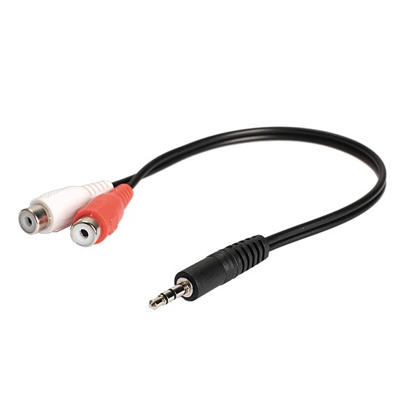 Adaptateur jack RCA, câble jack 3,5 mm mâle vers deux RCA femelles Adaptateur jack RCA, câble jack 3,5 mm mâle vers deux RCA femelles, vue de face