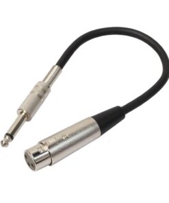 Adaptateur jack XLR de 30 cm, jack 6,35 mm vers XLR femelle ou mâle, vue de trois quarts