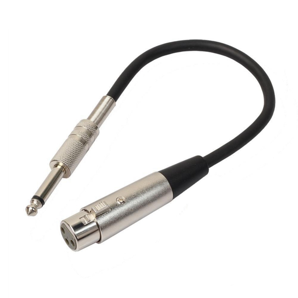 Adaptateur jack XLR de 30 cm, jack 6,35 mm vers XLR femelle ou mâle Adaptateur jack XLR de 30 cm, jack 6,35 mm vers XLR femelle ou mâle, vue de trois quarts