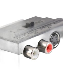 Adaptateur péritel RCA et S-Vidéo avec sélecteur entrée ou sortie, vue de trois quarts
