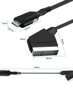 Adaptateur péritel USB de capture vidéo, câble d'un mètre, vue de face