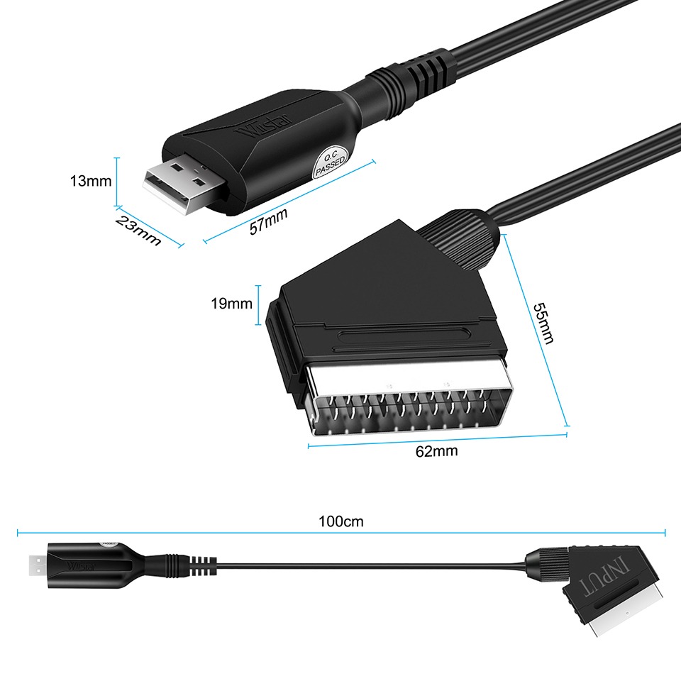 Adaptateur péritel USB de capture vidéo, câble d’un mètre Adaptateur péritel USB de capture vidéo, câble d'un mètre, vue de face