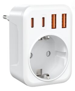 Adaptateur prise Chili type L avec prise Schuko et quatre ports USB, vue principale