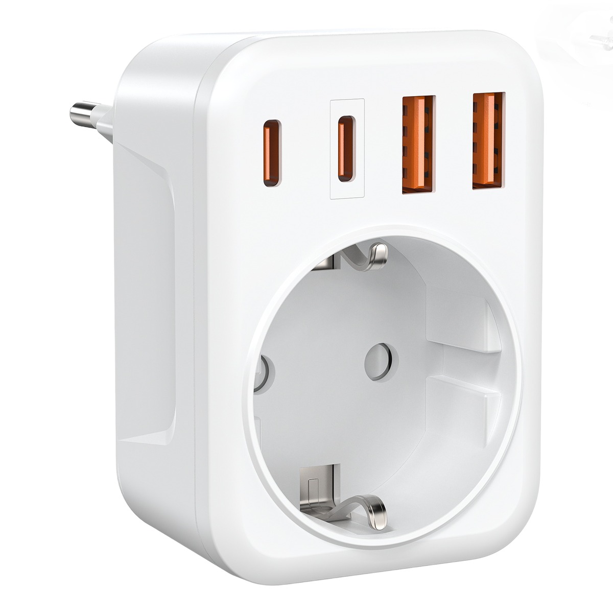 Adaptateur prise Chili type L avec prise Schuko et quatre ports USB Adaptateur prise Chili type L avec prise Schuko et quatre ports USB, vue principale