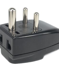 Adaptateur prise Inde trois prises, type D, noir ou blanc, vue principale